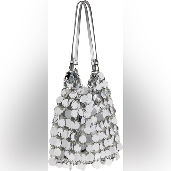 RABANNE BY PACO RABANNE SPARKLE SILVER DISC BAG NEW - Picture 15 of 15